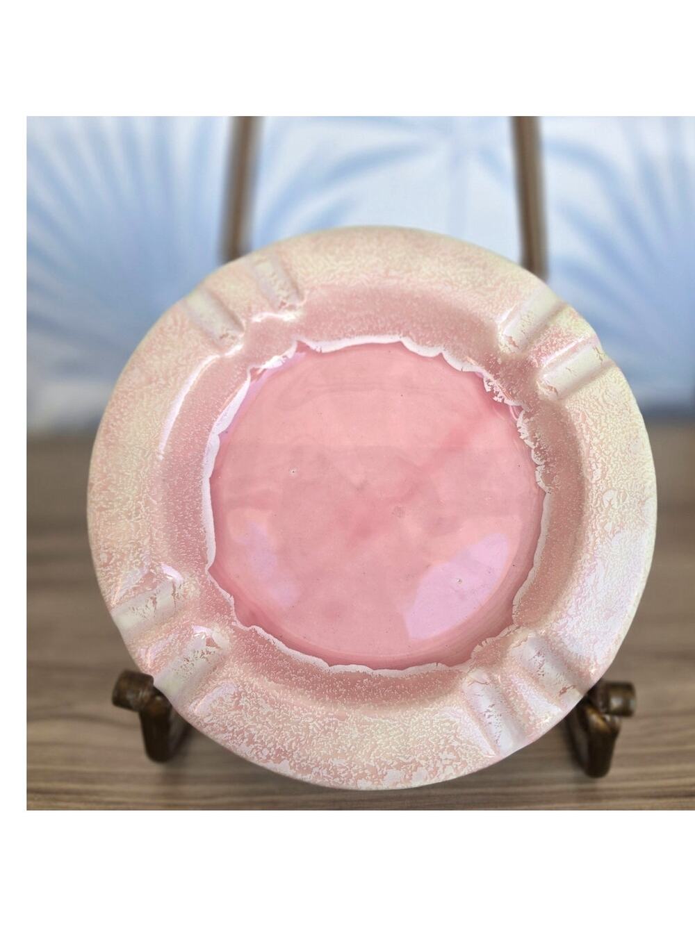 Mid Century Ceramic WINEART ASHTRAY pink drip glaze Vintage